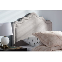 Baxton Studio BBT6622-Greyish Beige-Twin HB-H1217-14 Nadeen Modern and Contemporary Greyish Beige Fabric Twin Size Headboard